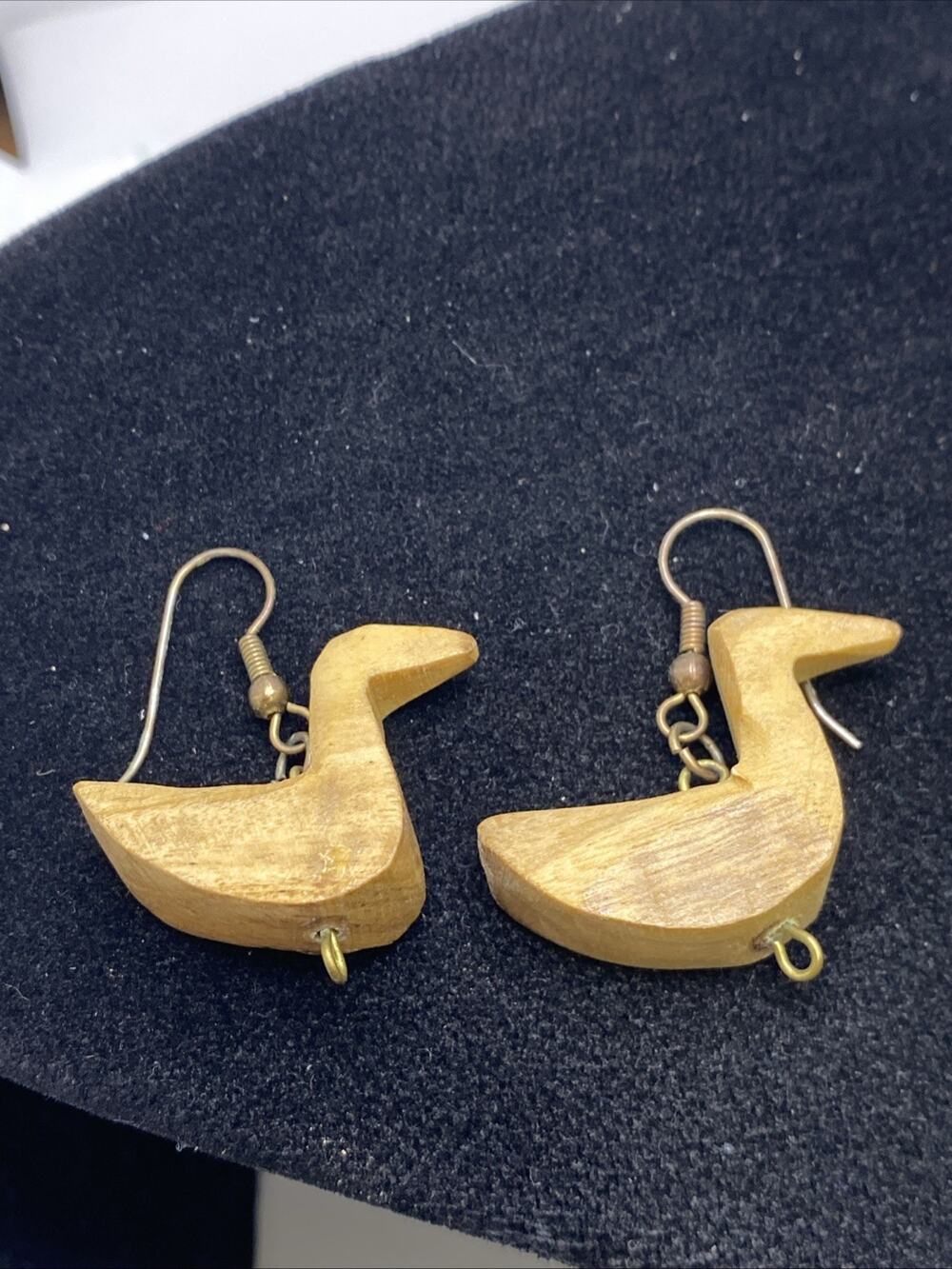 Vintage Custom Wood Duck Earrings Dangle